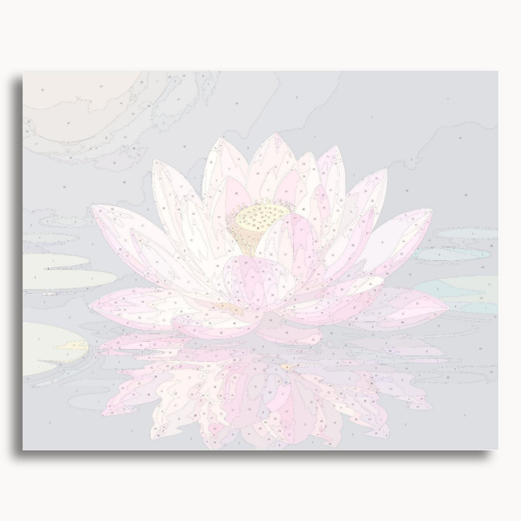 Numbered canvas preview for the Pink Lotus paint by numbers kit