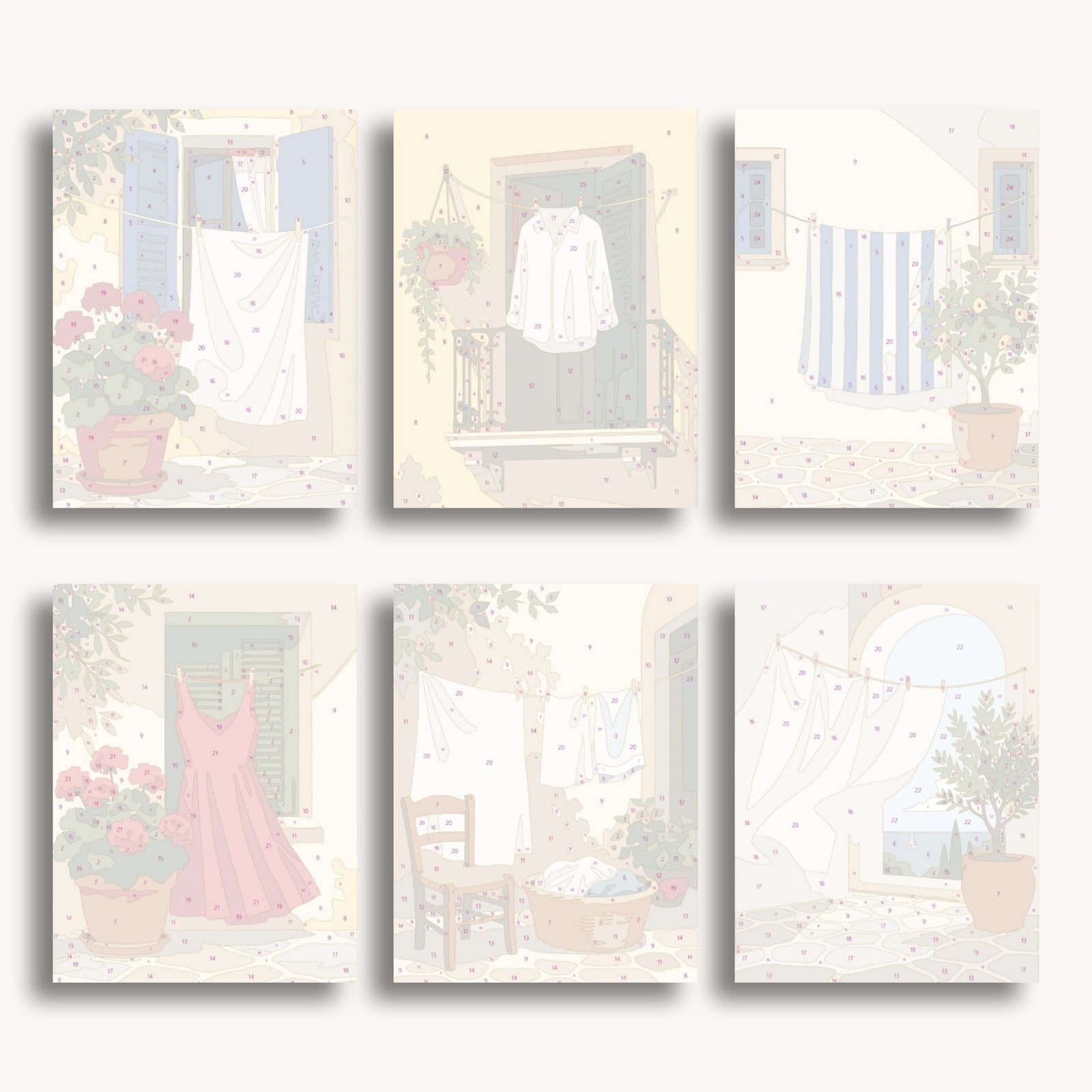 Mediterranean Laundry Mini Paint By Numbers Set