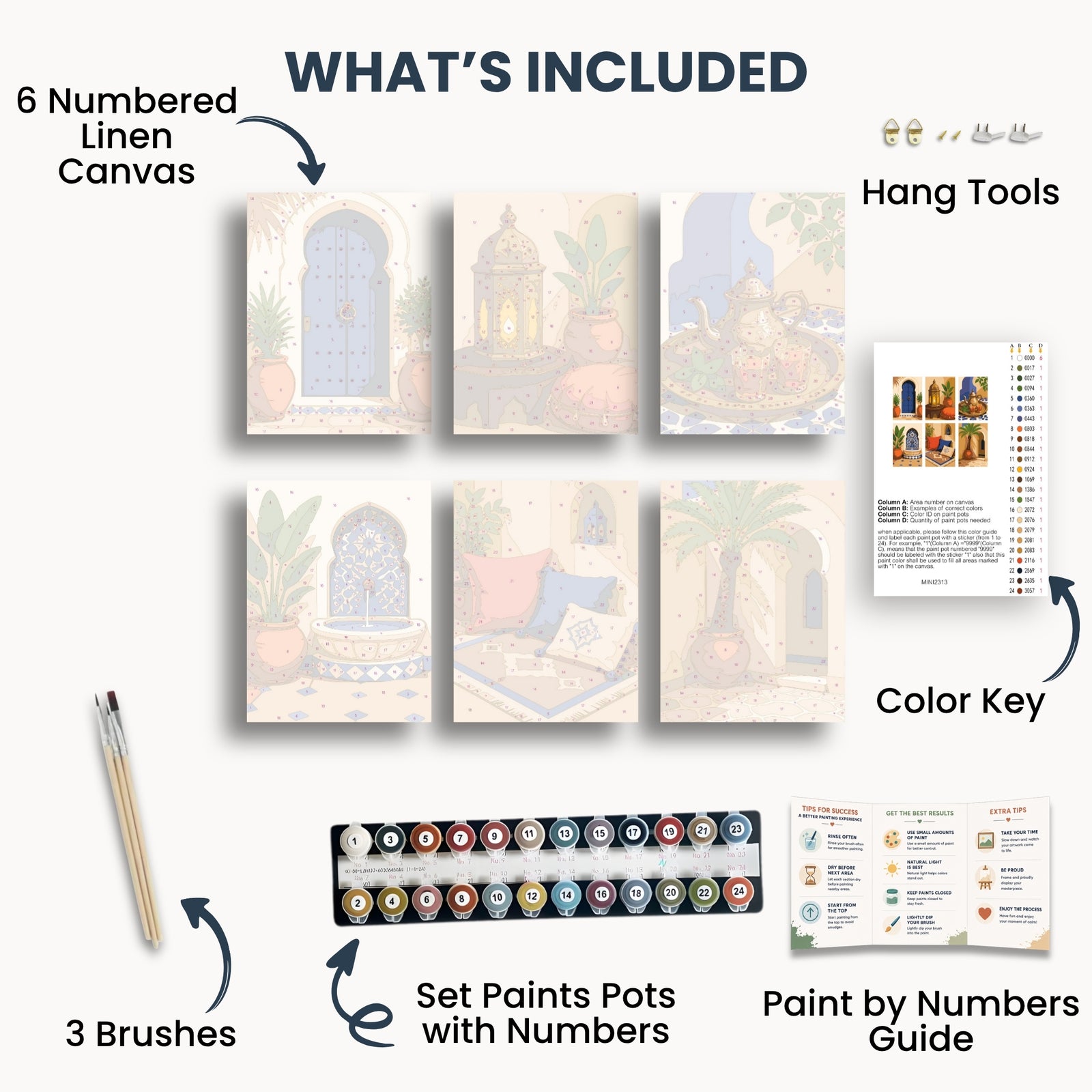 Moroccan Courtyard Mini Paint By Numbers Set
