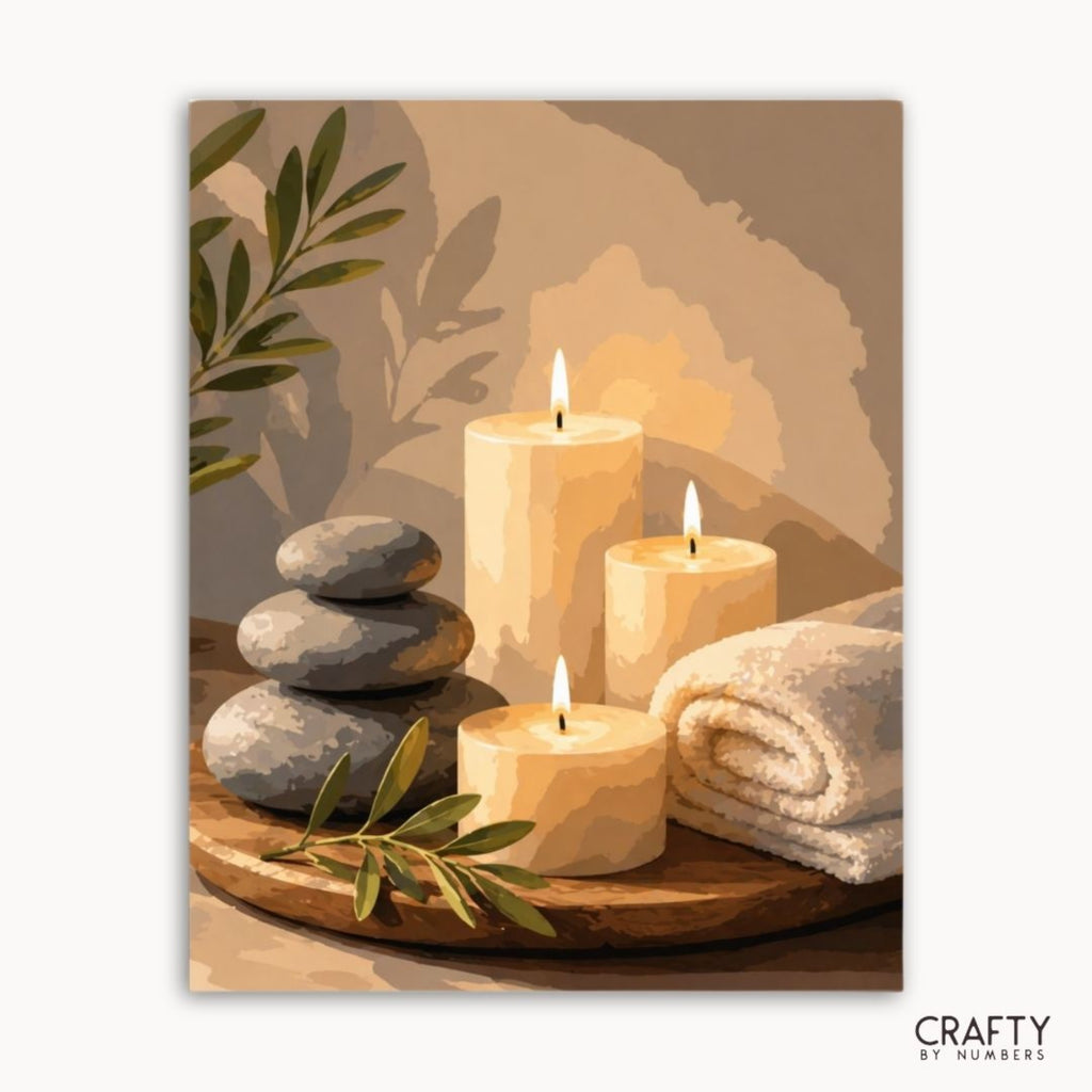 Spa Candles paint by numbers artwork on canvas