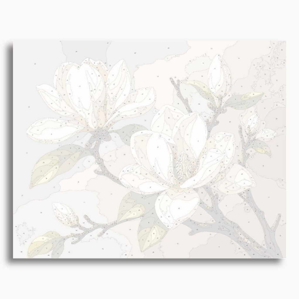 Aperçu de la toile numérotée pour le kit de peinture par numéros White Magnolia