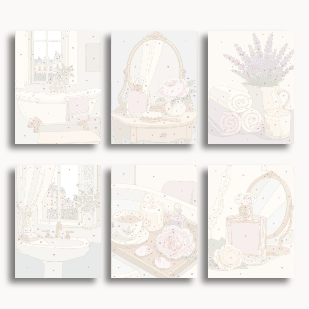 Numbered mini canvas previews for the Luxury Spa set