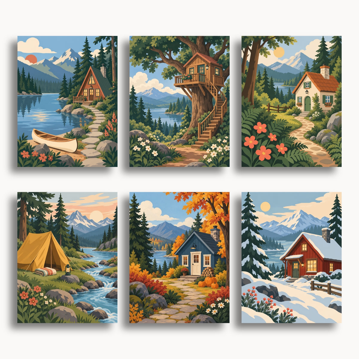 Mountain Cabins | 6 Mini Kits