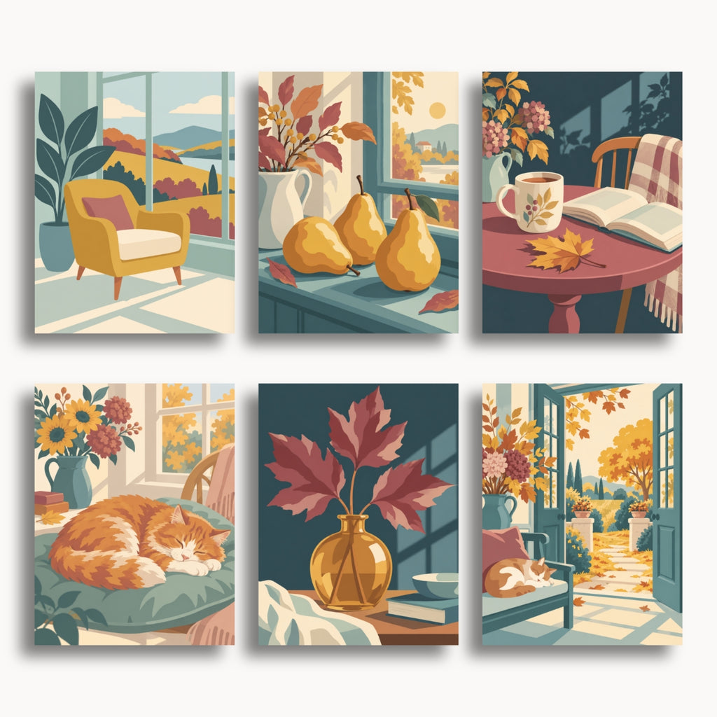 Ensemble de mini peinture par numéros Ginkgo Automne