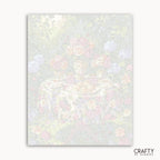 Iridescent paper sheet with a subtle floral pattern on a white background, branded 'Crafty by Numbers'.