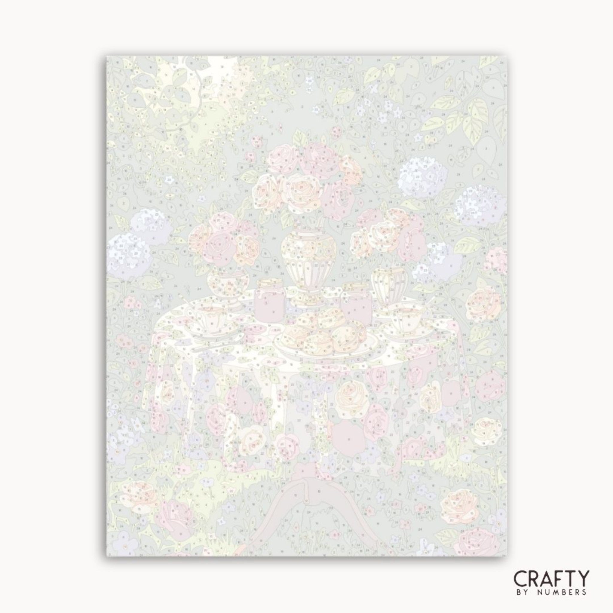 Iridescent paper sheet with a subtle floral pattern on a white background, branded 'Crafty by Numbers'.