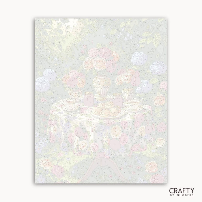 Iridescent paper sheet with a subtle floral pattern on a white background, branded 'Crafty by Numbers'.