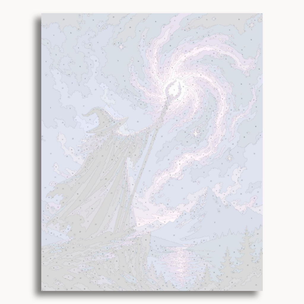 Numbered canvas preview for the Galaxy Wizard paint by numbers kit