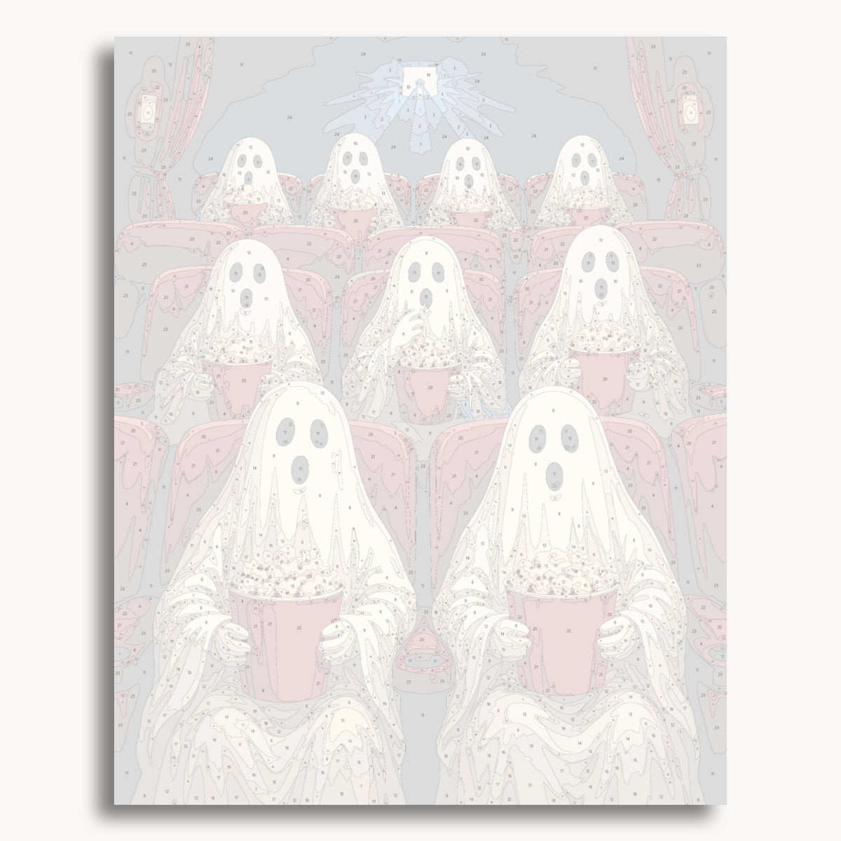 Numbered canvas preview for the Boo at the Movies paint by numbers kit