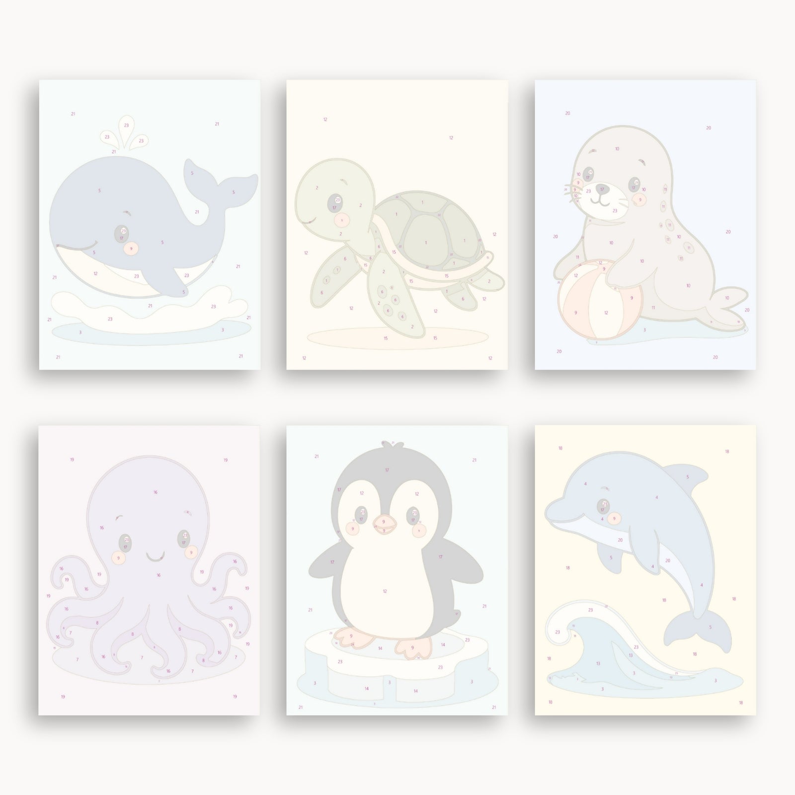 Ocean Animals Mini Paint By Numbers Set