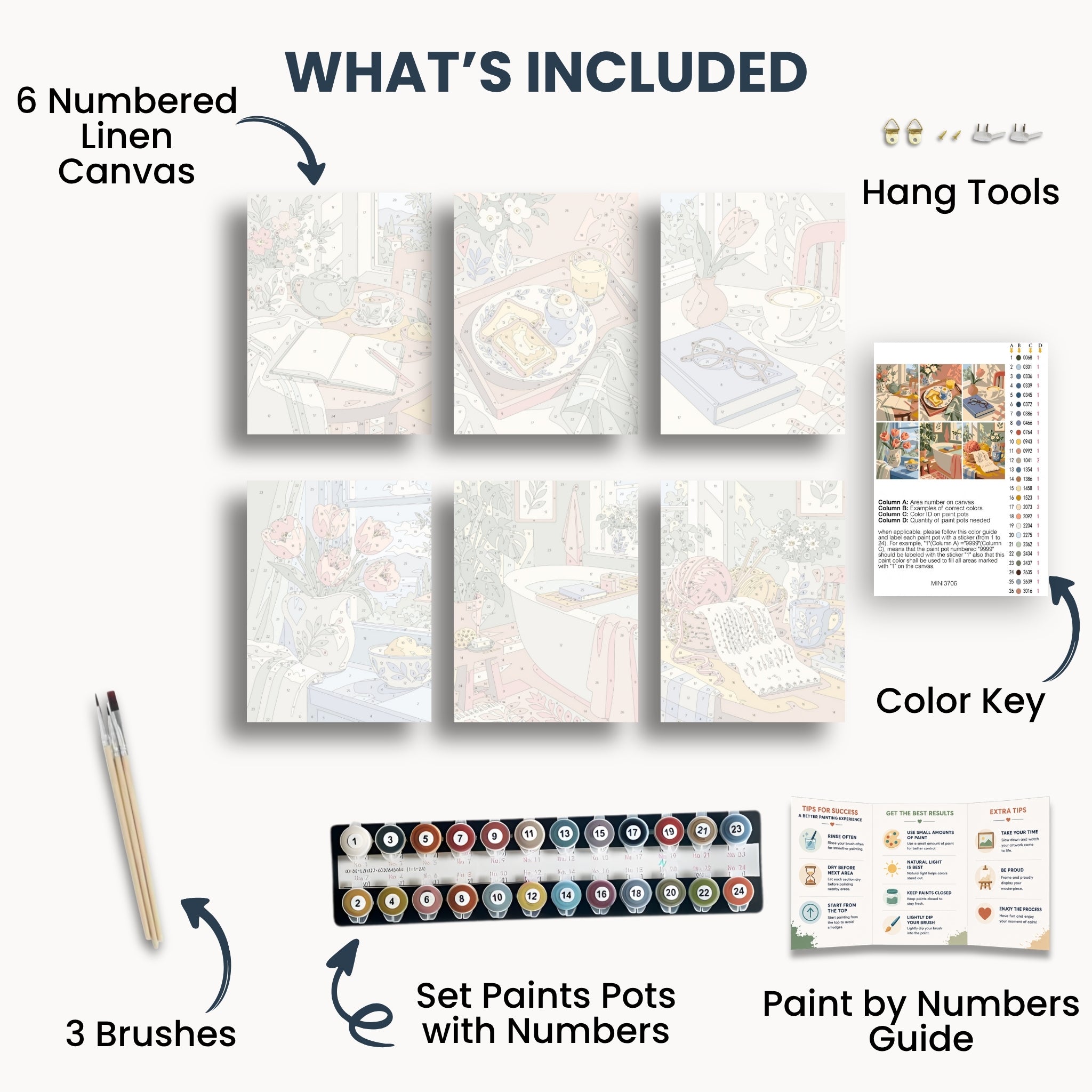 MINA NINE 作品集 複数枚セット Cozy Tea Time | 6 Mini Kits | Crafty by Numbers