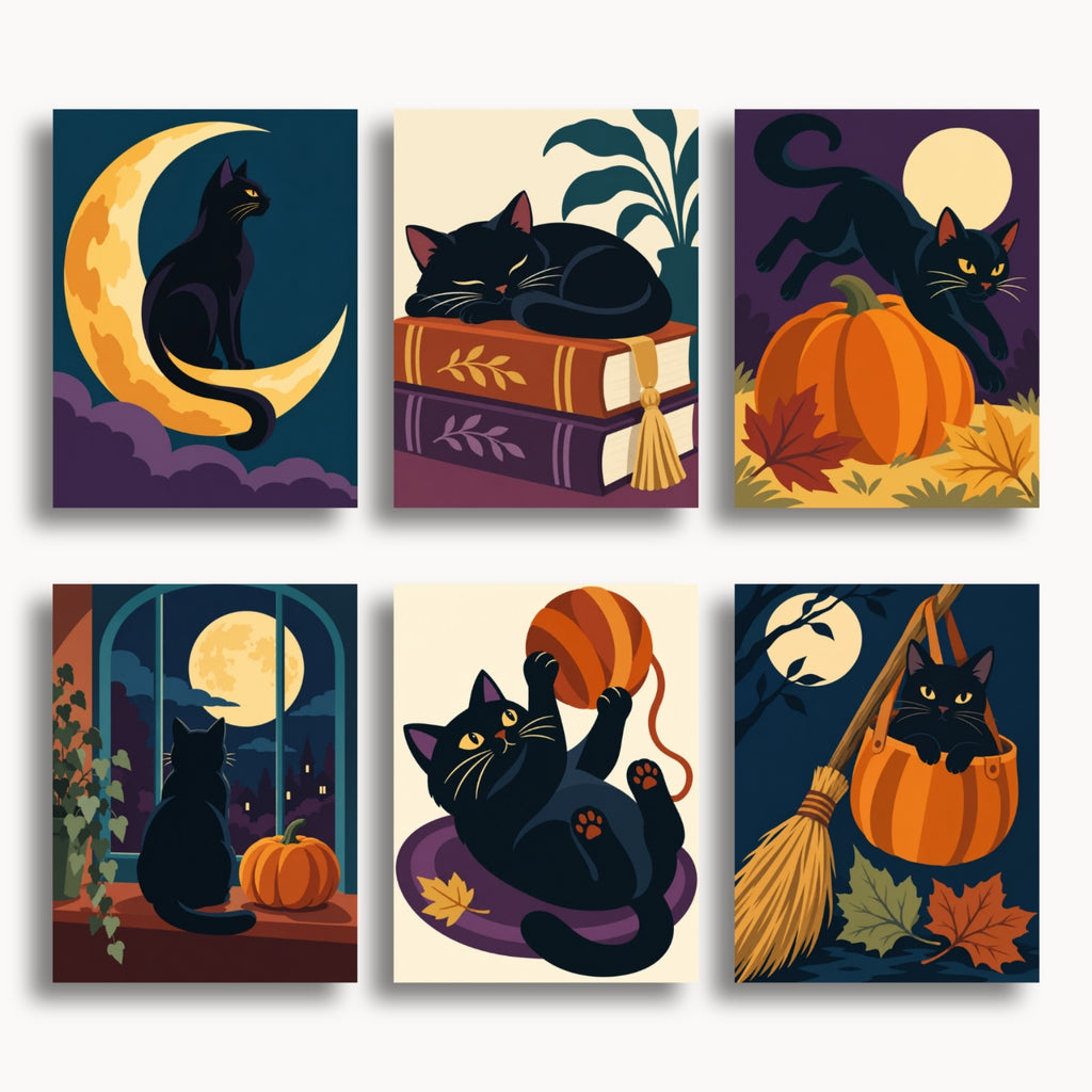 Black Cats Halloween | 6 Mini Kits