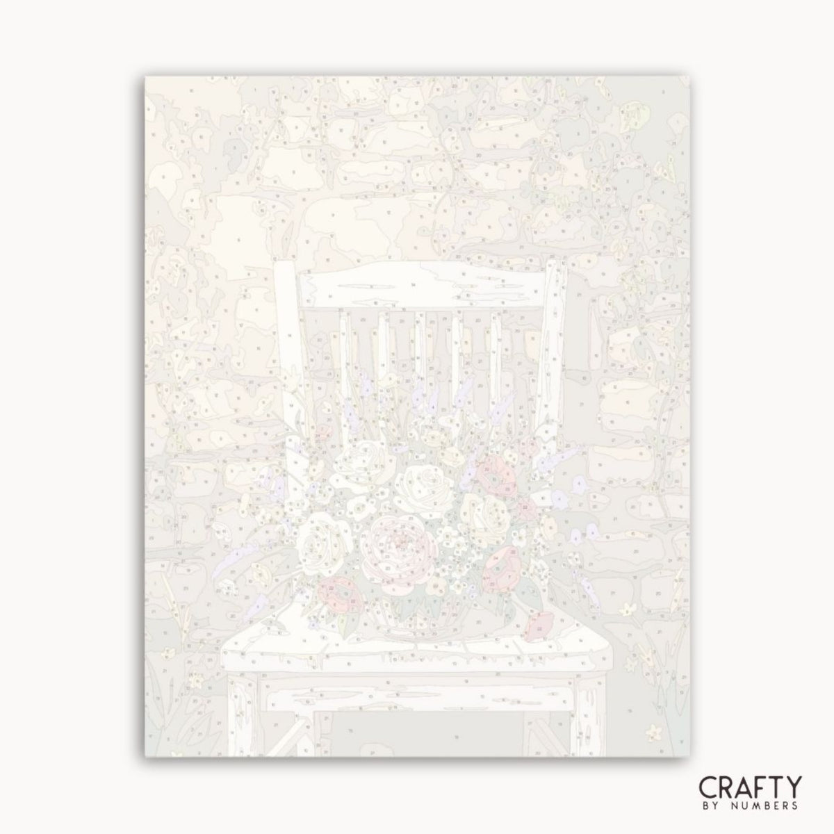 White paper with a grid pattern on a white background, featuring the brand 'Crafty by Numbers'.