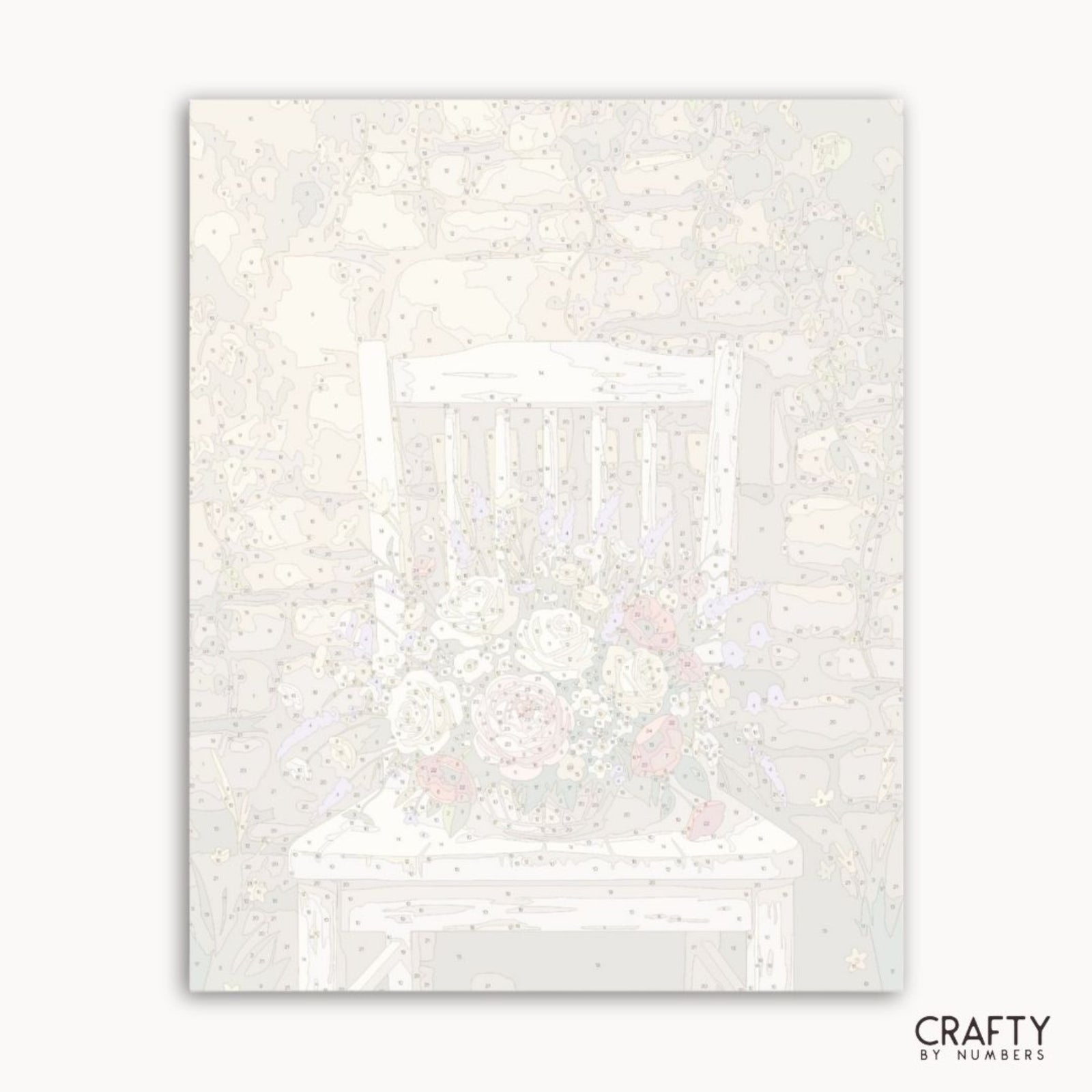 White paper with a grid pattern on a white background, featuring the brand 'Crafty by Numbers'.