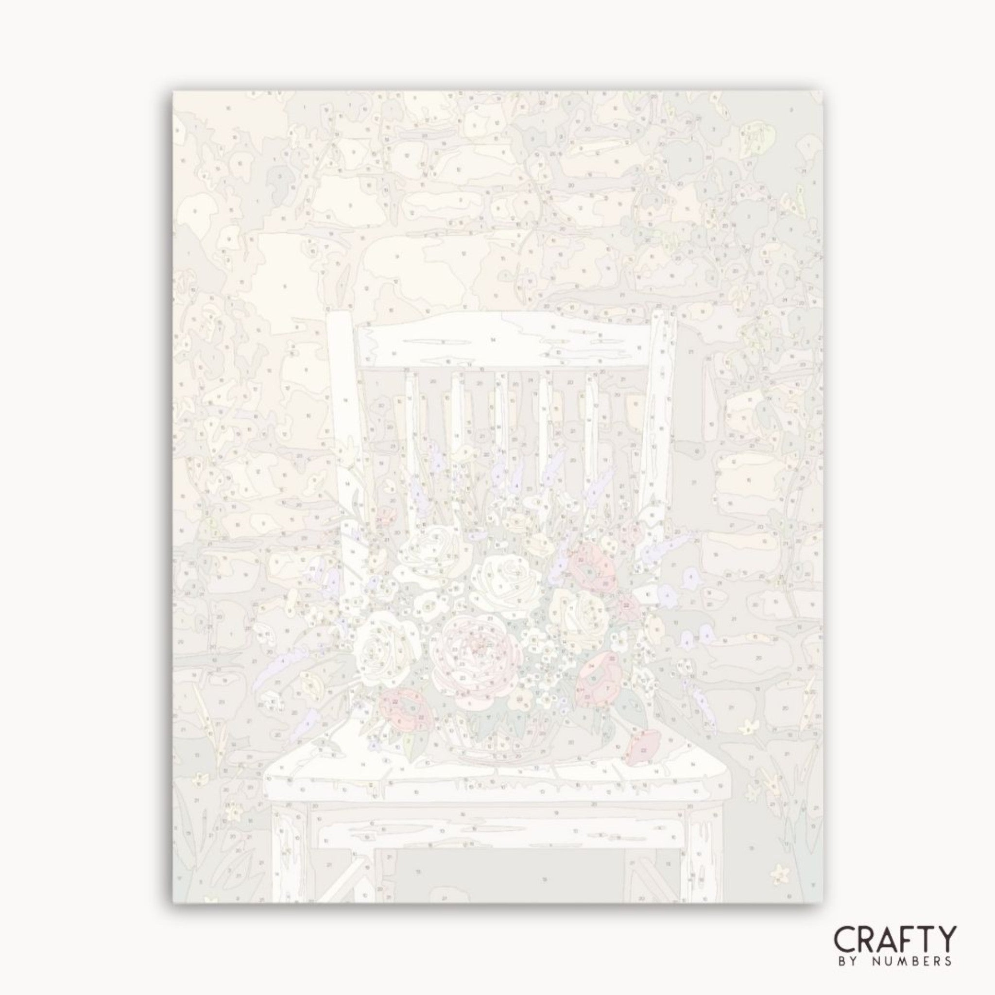 White paper with a grid pattern on a white background, featuring the brand 'Crafty by Numbers'.