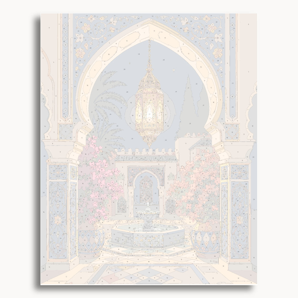 Numbered canvas preview for the Golden Lantern paint by numbers kit