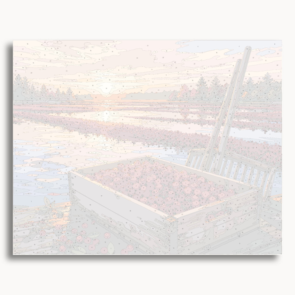 Numbered canvas preview for the Cranberry Harvest paint by numbers kit