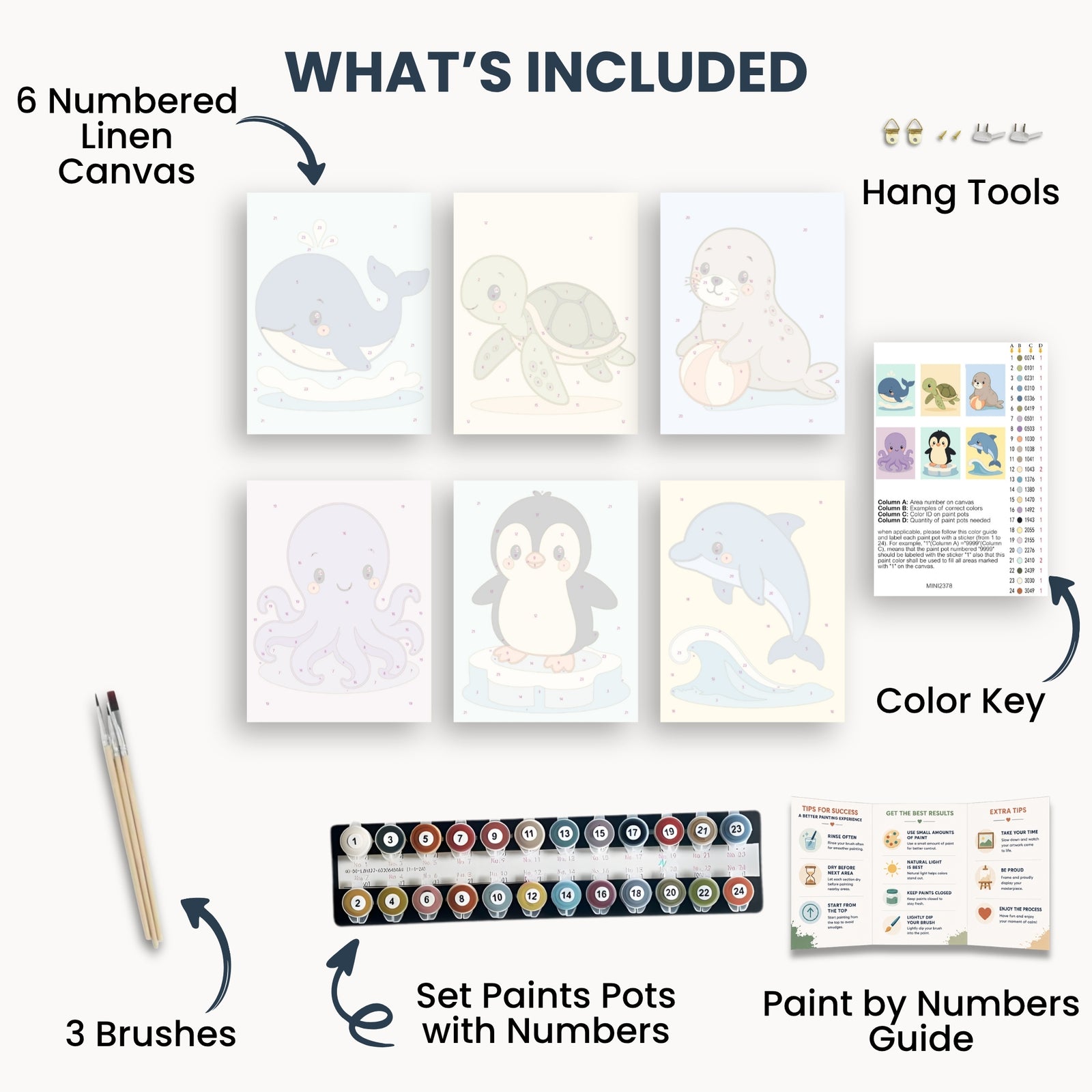 Ocean Animals Mini Paint By Numbers Set