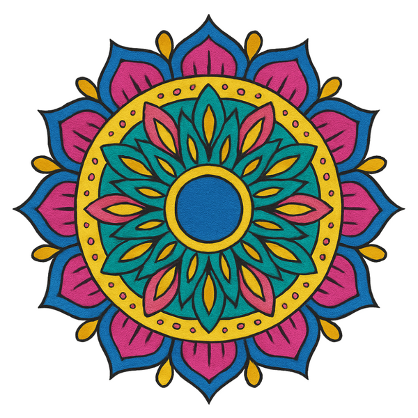 Colorful mandala design from Mystic Mandalas mini paint by numbers kit