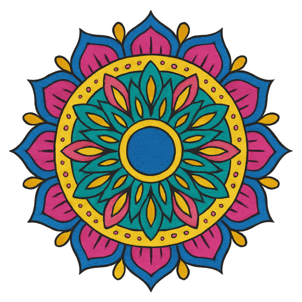 Colorful mandala design from Mystic Mandalas mini paint by numbers kit