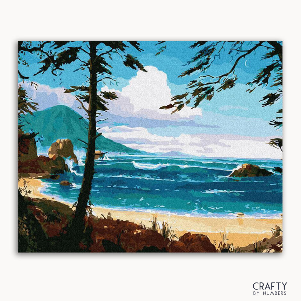 Morning Hike by the Sea finished paint by numbers artwork