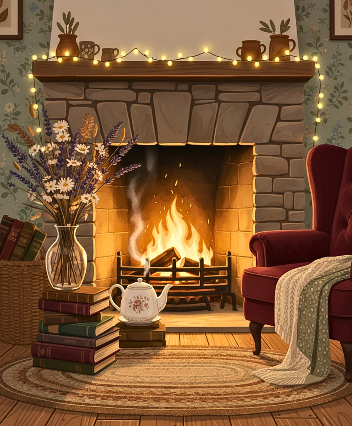 Cozy Fireplace Paint by Numbers Kit – Fireside Evening Glow – Crafty By ...