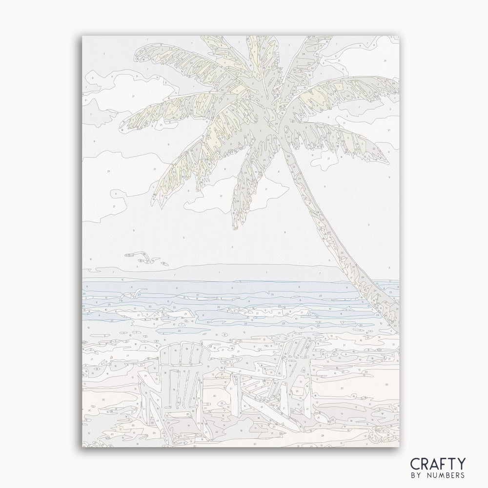 Paradise Beach paint by number showcasing vibrant colors and famous paintings inspired style with vincent van gogh famous paintings elements.