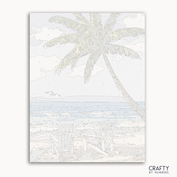 Paradise Beach paint by number showcasing vibrant colors and famous paintings inspired style with vincent van gogh famous paintings elements.