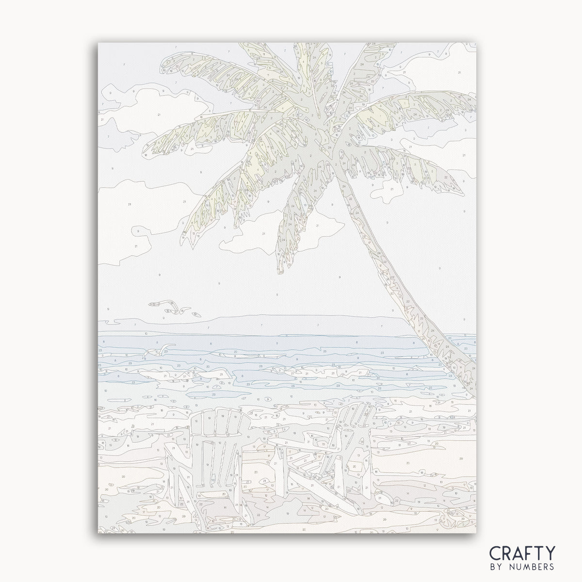 Paradise Beach paint by number showcasing vibrant colors and famous paintings inspired style with vincent van gogh famous paintings elements.