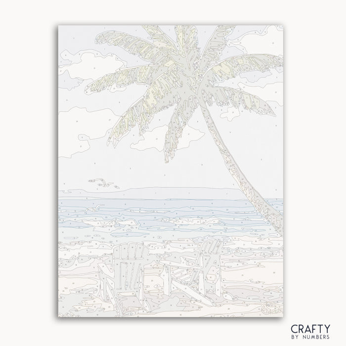 Paradise Beach paint by number showcasing vibrant colors and famous paintings inspired style with vincent van gogh famous paintings elements.