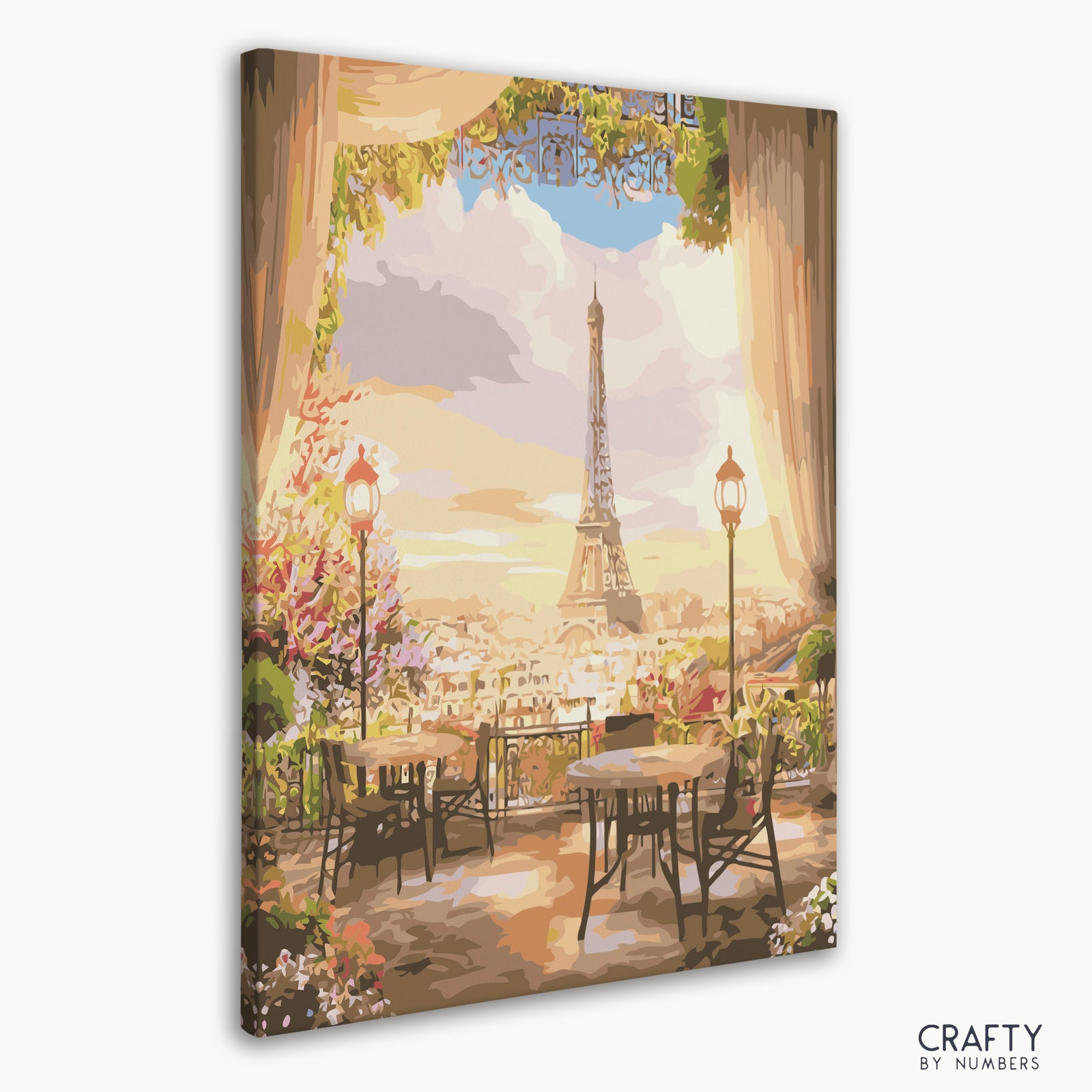 Close-up detail of Eiffel Café Sunset artwork