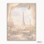 Sunset view of Eiffel Tower from a Paris café terrace paint by numbers canvas