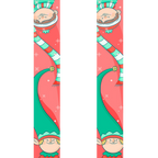 Gnome-themed product packaging with a red background and snowflakes.