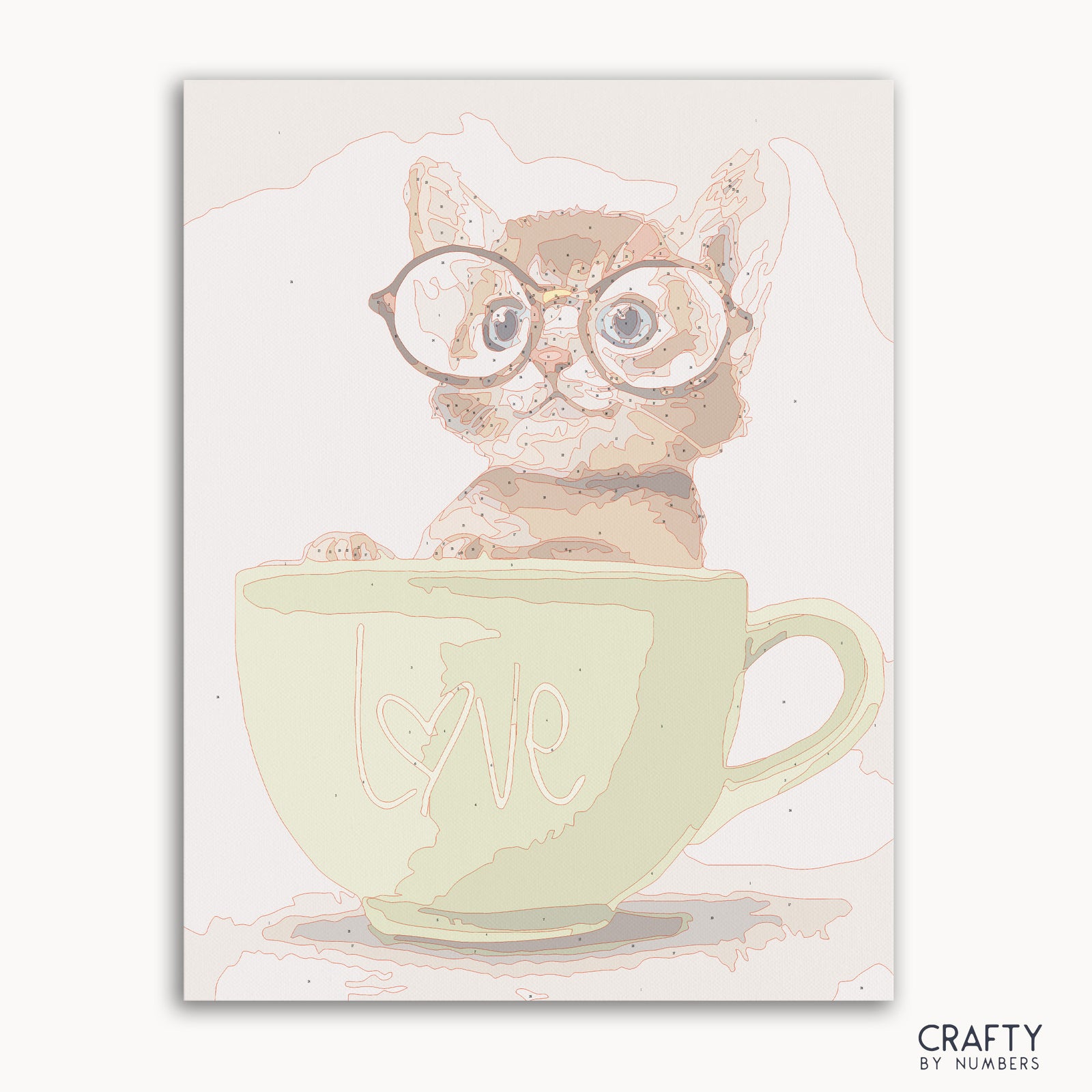 Pintura pop-up Kitty por números con colores vibrantes inspirados en pinturas famosas, incluidas las famosas pinturas de Van Gogh y las famosas pinturas de paisajes.