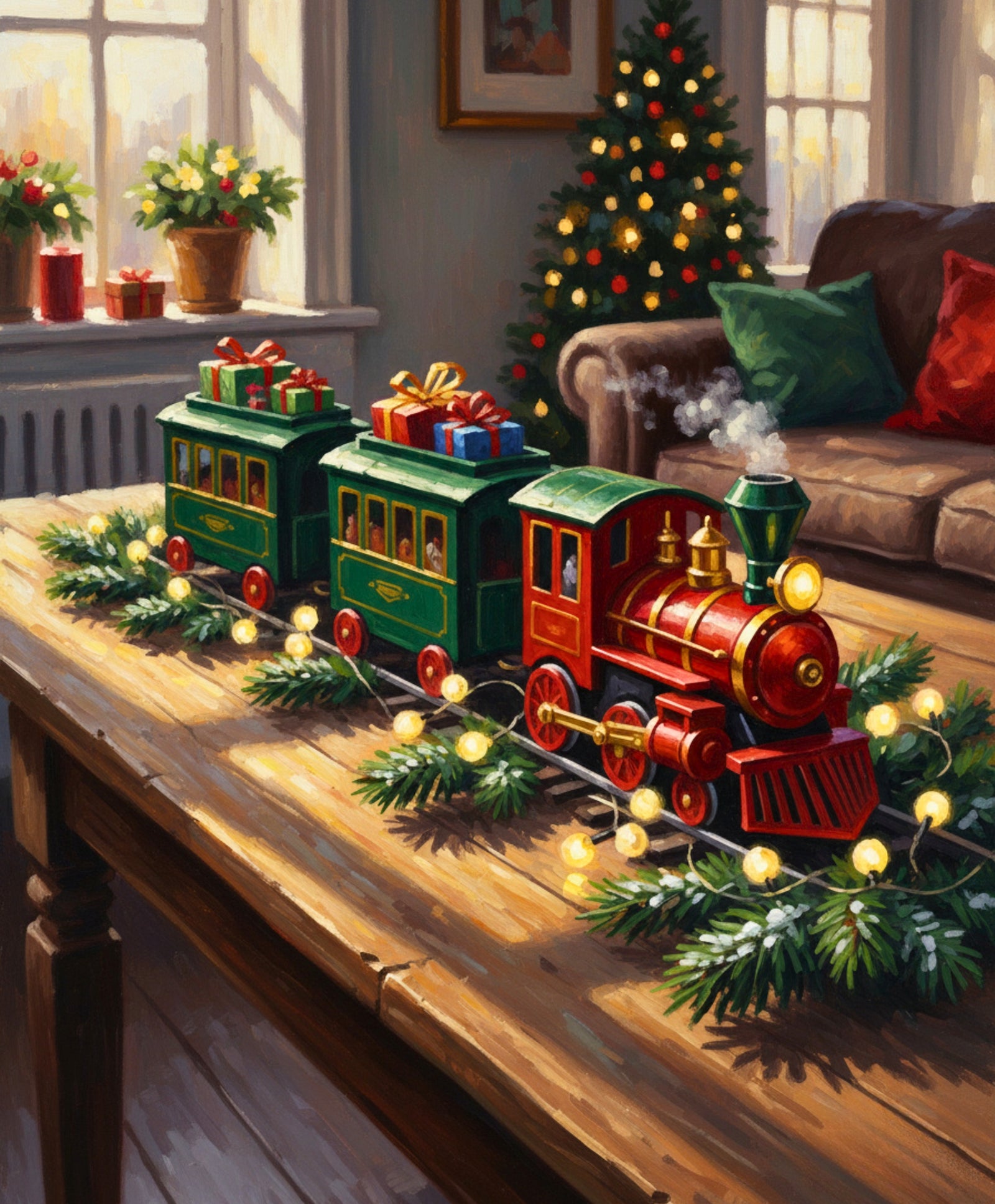 Santa’s Living Room Line paint by numbers artwork