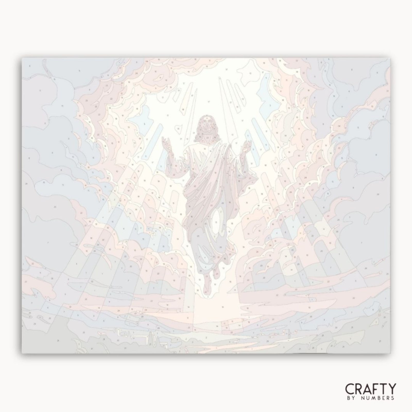 Numbered canvas preview for Heavenly Ascension paint by numbers with outlined color sections