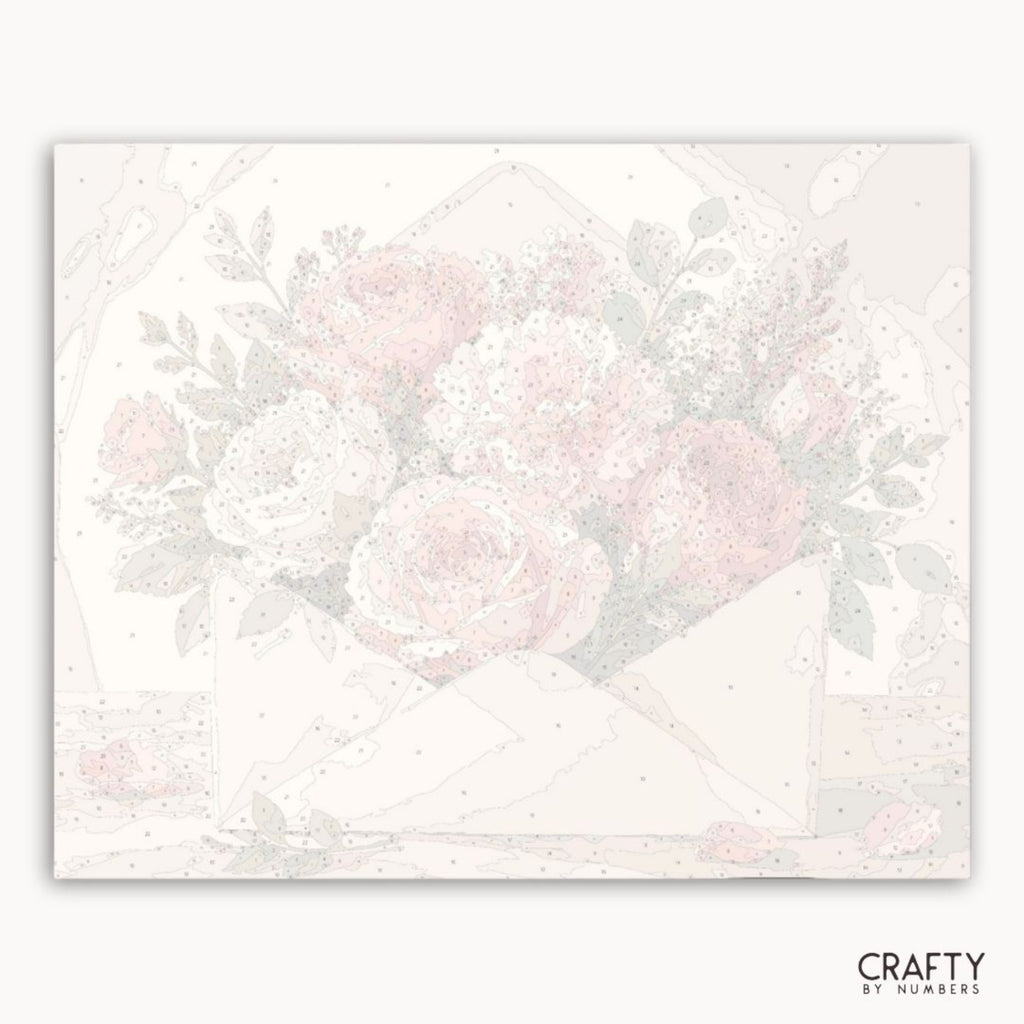 Numbered canvas preview for the Rose Bouquet paint by numbers kit