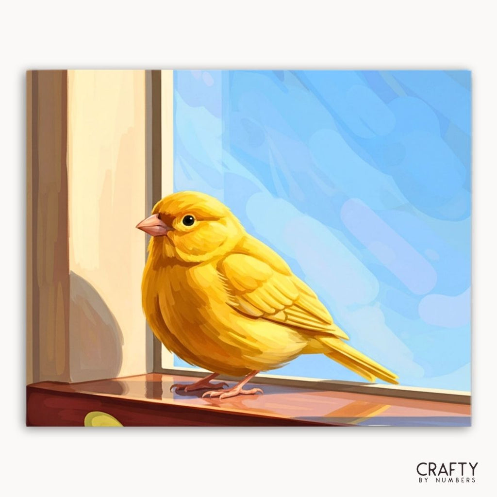 Golden Window Canary paint by numbers artwork on canvas
