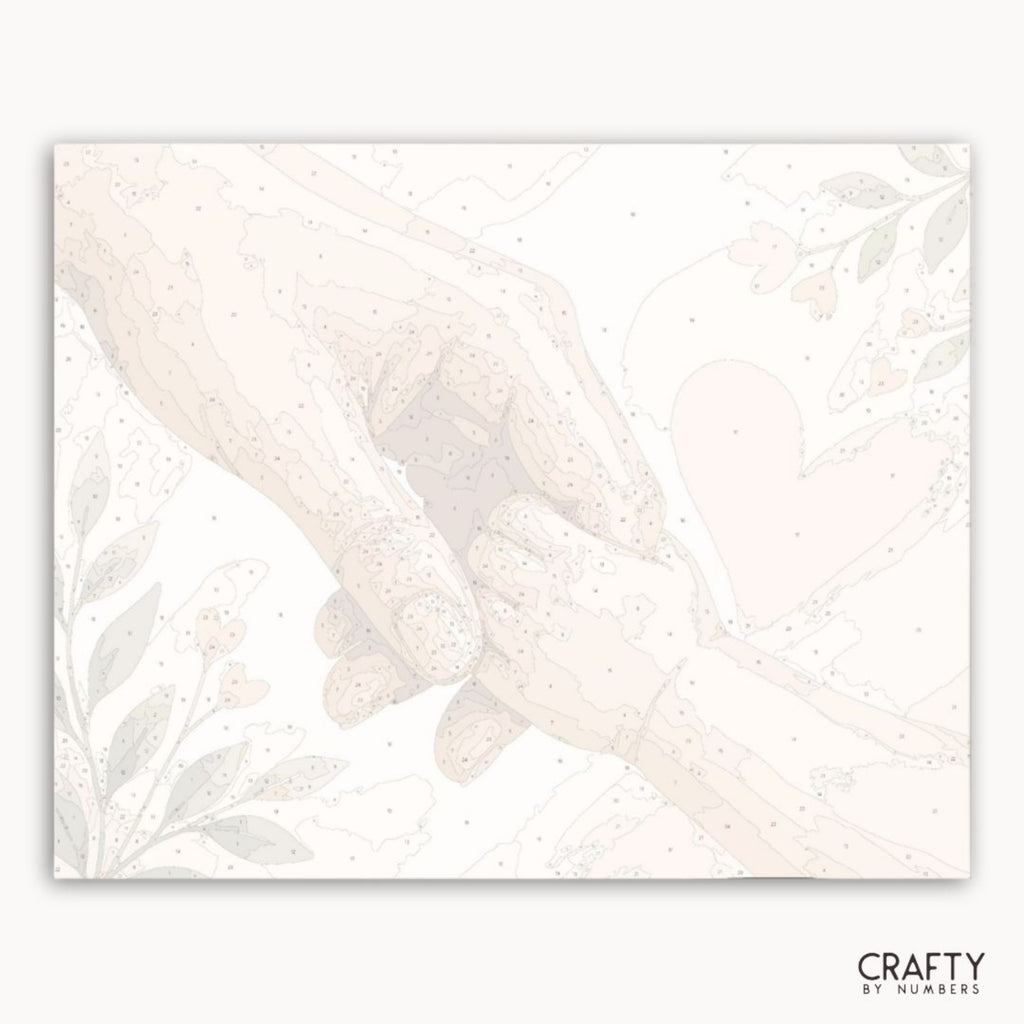 Vorschau der nummerierten Leinwand für das Malen-nach-Zahlen-Set „Holding Hands“.