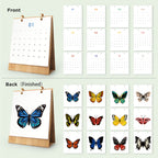 Calendar with butterfly designs on the front and back