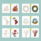 Set of Christmas-themed wall decorations on a light blue background