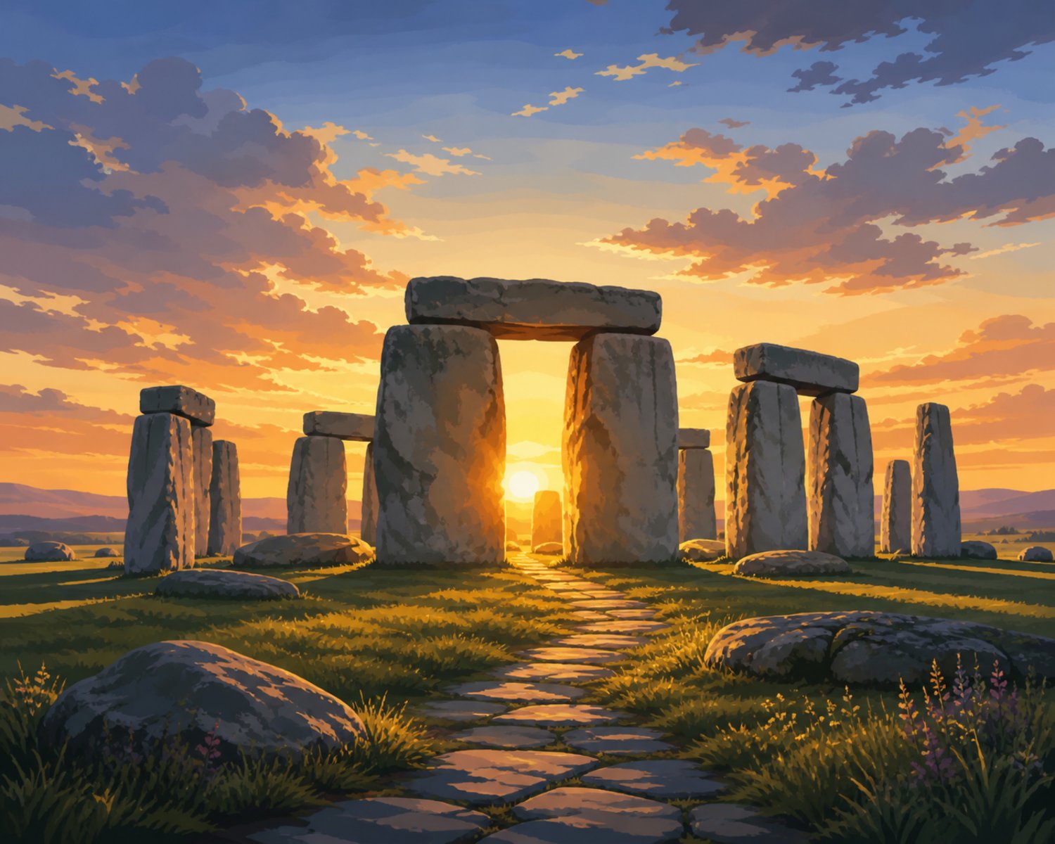 Puesta de sol en Stonehenge