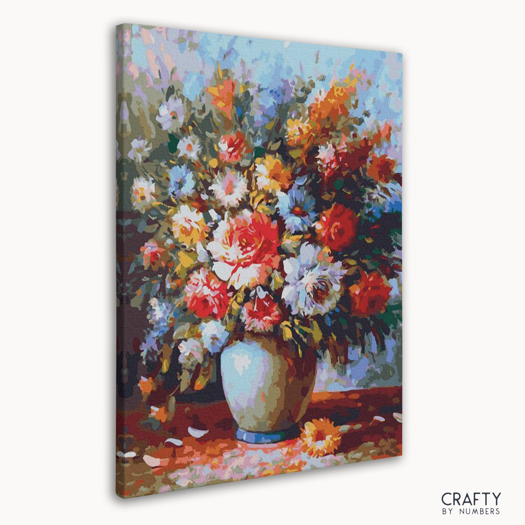 Detailed garden flowers by number artwork capturing the essence of famous flower paintings and famous still life paintings