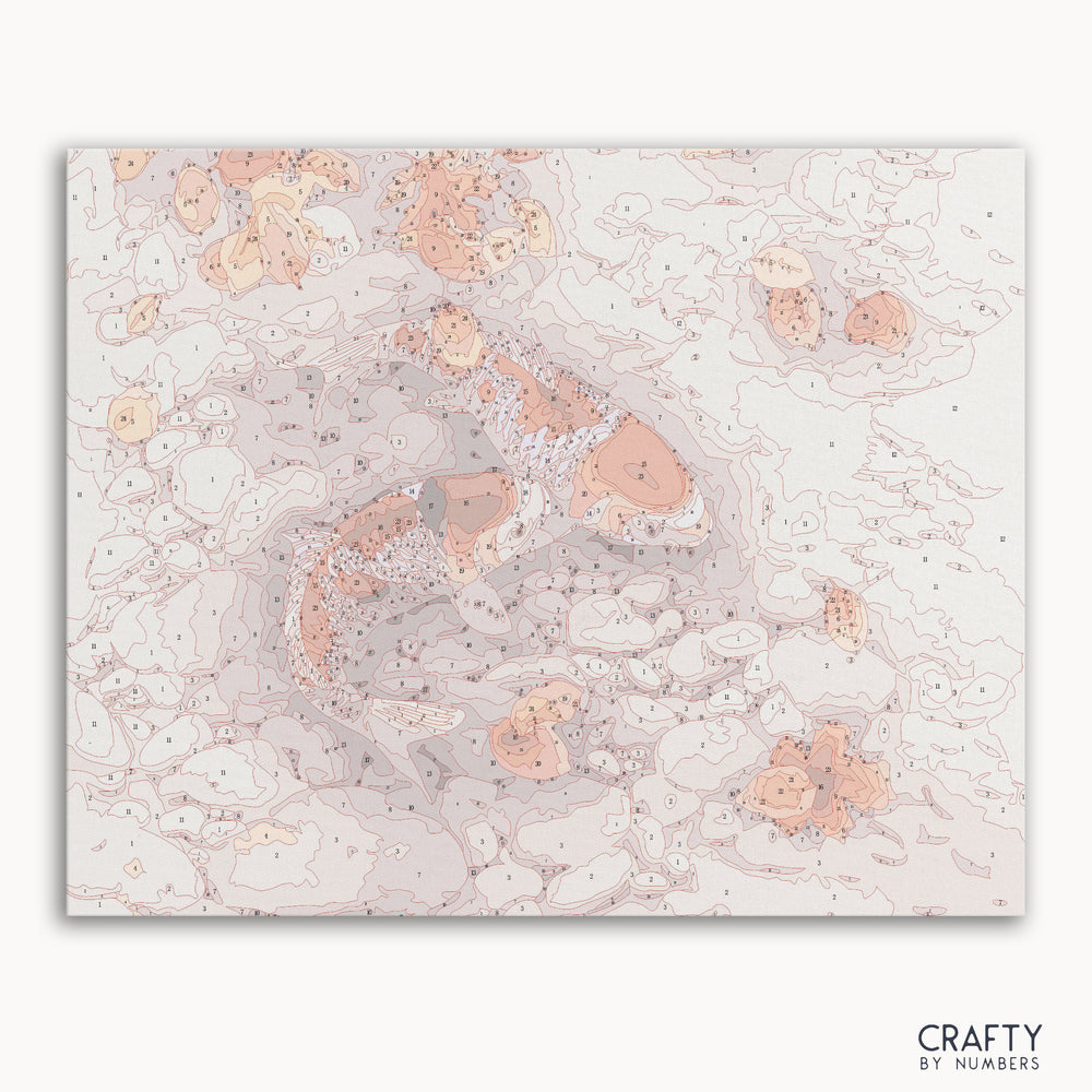 Swimming Koi paint by number featuring vibrant colors inspired by famous paintings, vincent van gogh famous paintings, and famous landscape paintings.