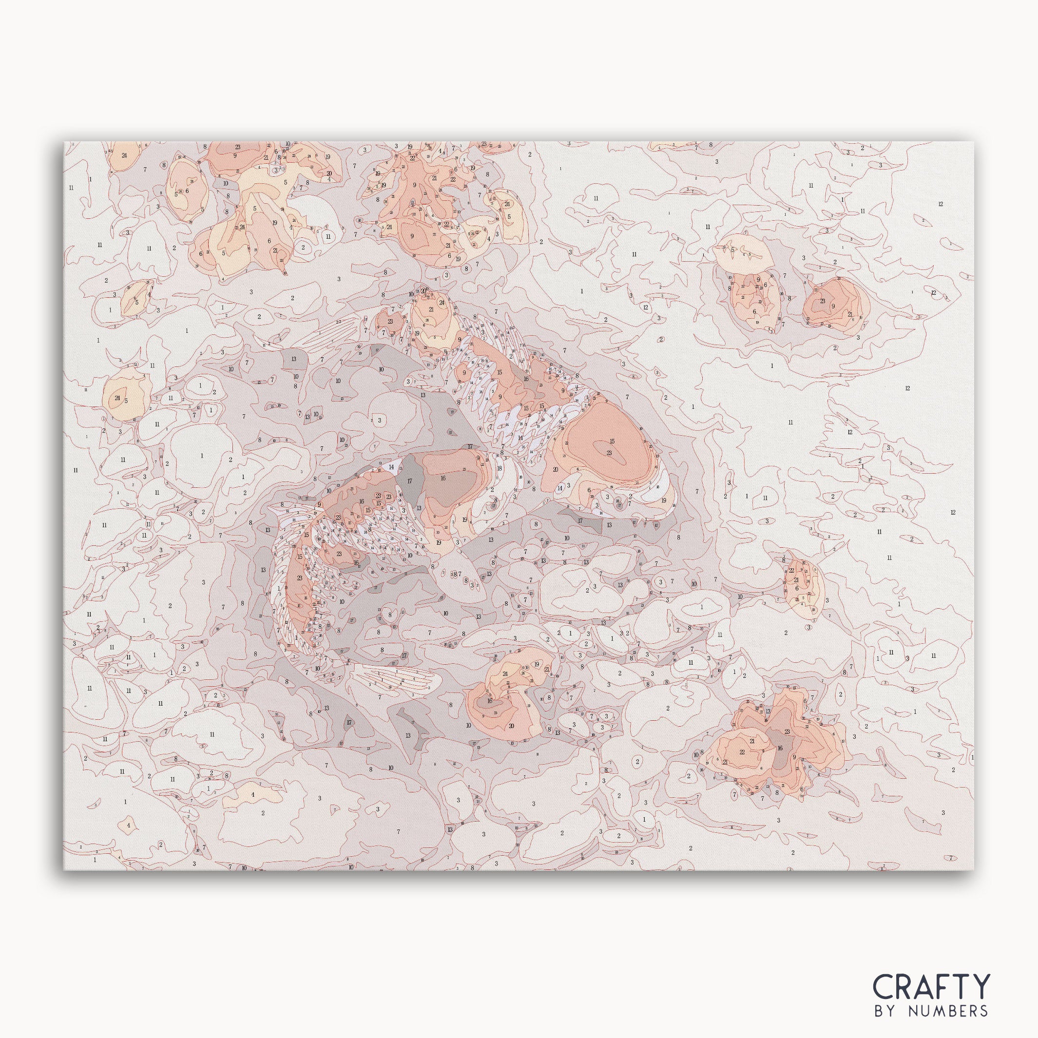 Swimming Koi paint by number featuring vibrant colors inspired by famous paintings, vincent van gogh famous paintings, and famous landscape paintings.