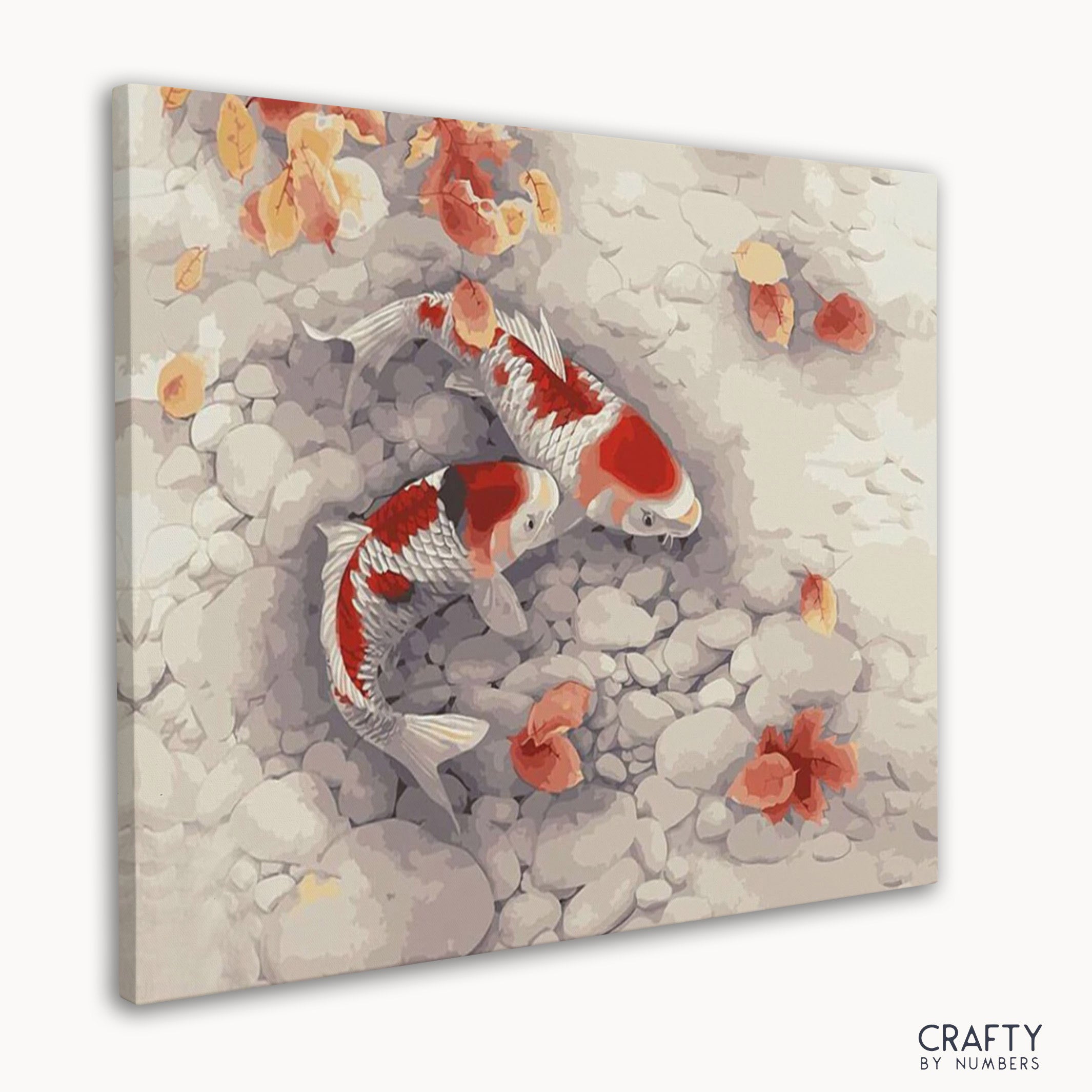 Detailed Swimming Koi paint by number design with influences from pablo picasso famous paintings and famous abstract paintings.