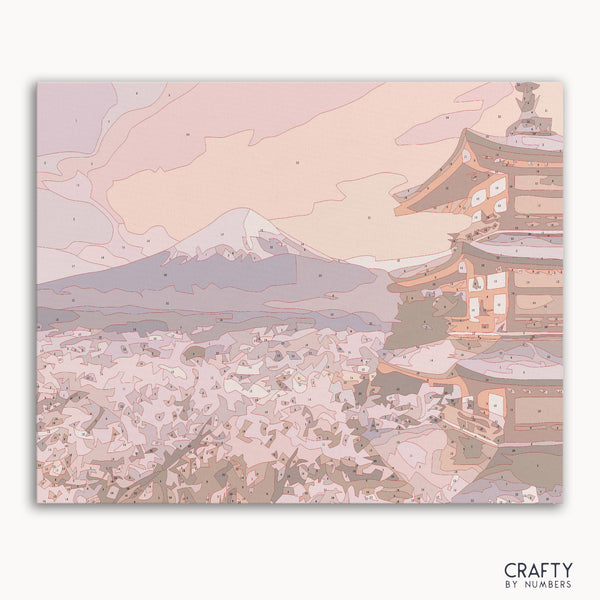 Fuji paint by numbers kit linen canvas with numbered color palette set