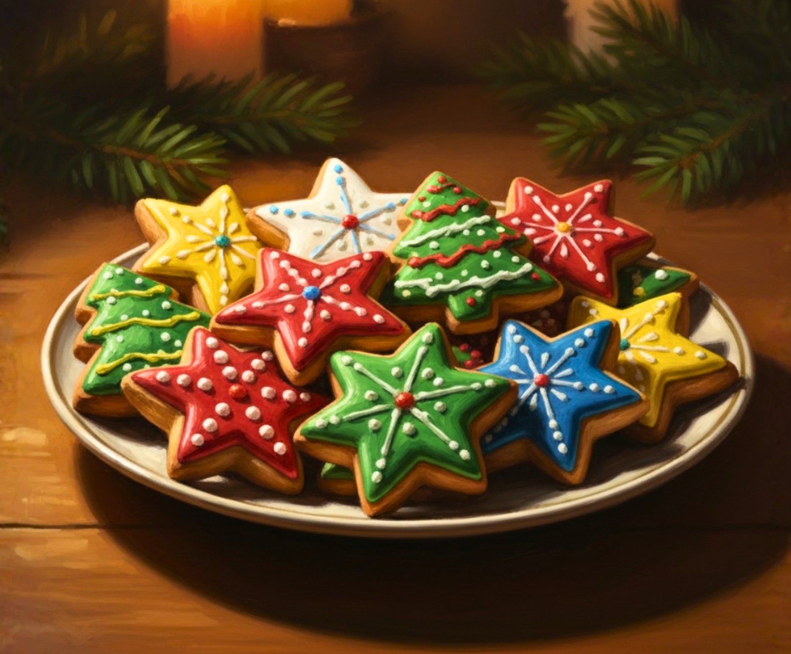 Sweet Stars & Trees paint by numbers artwork