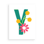 Colorful letter 'Y' with flowers on a white background