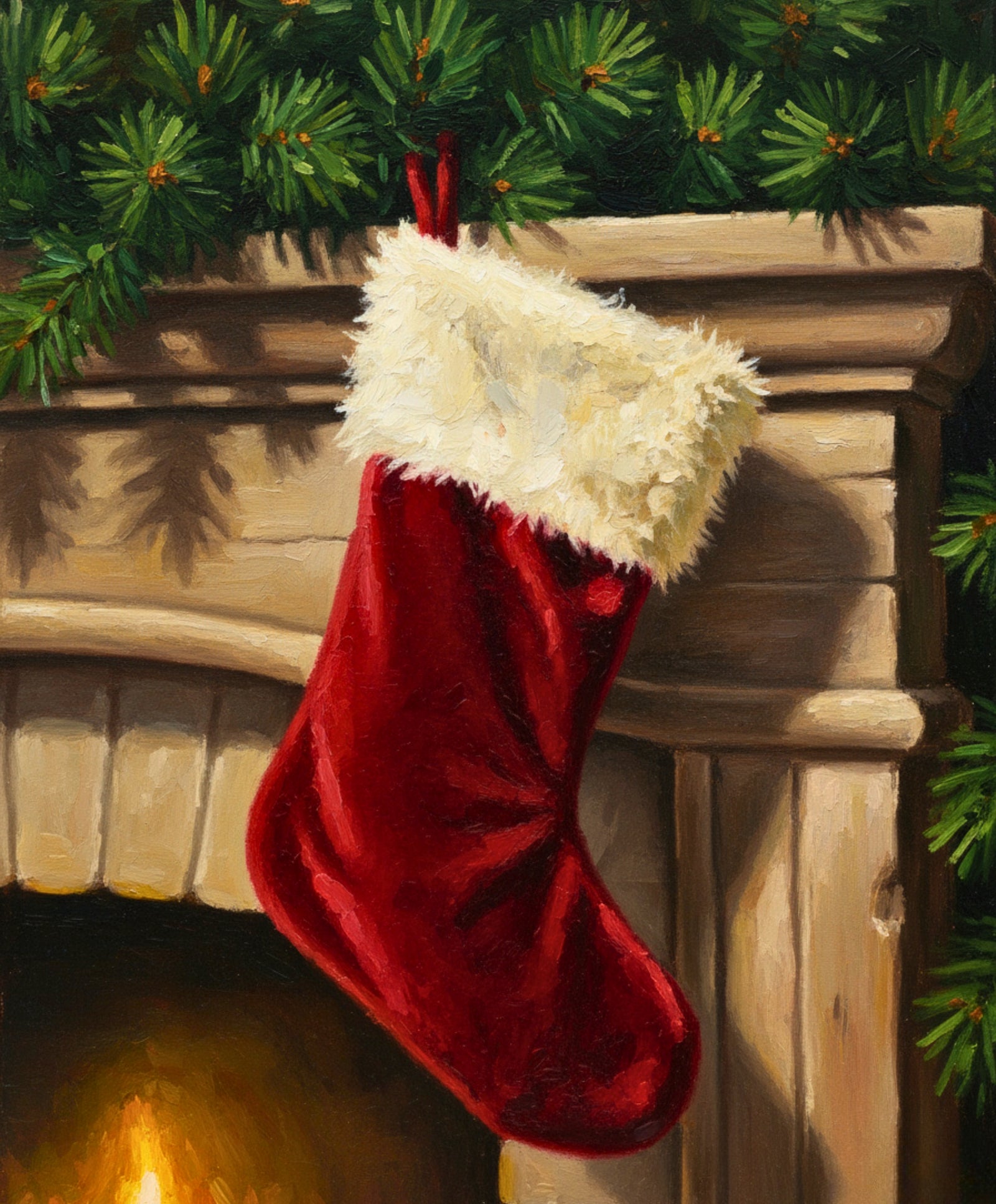 The Christmas Hearth paint by numbers artwork